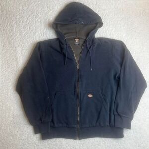 Vintage dickies men blue full zip thermal hoodie paint splatter fade cropped‎ xl
